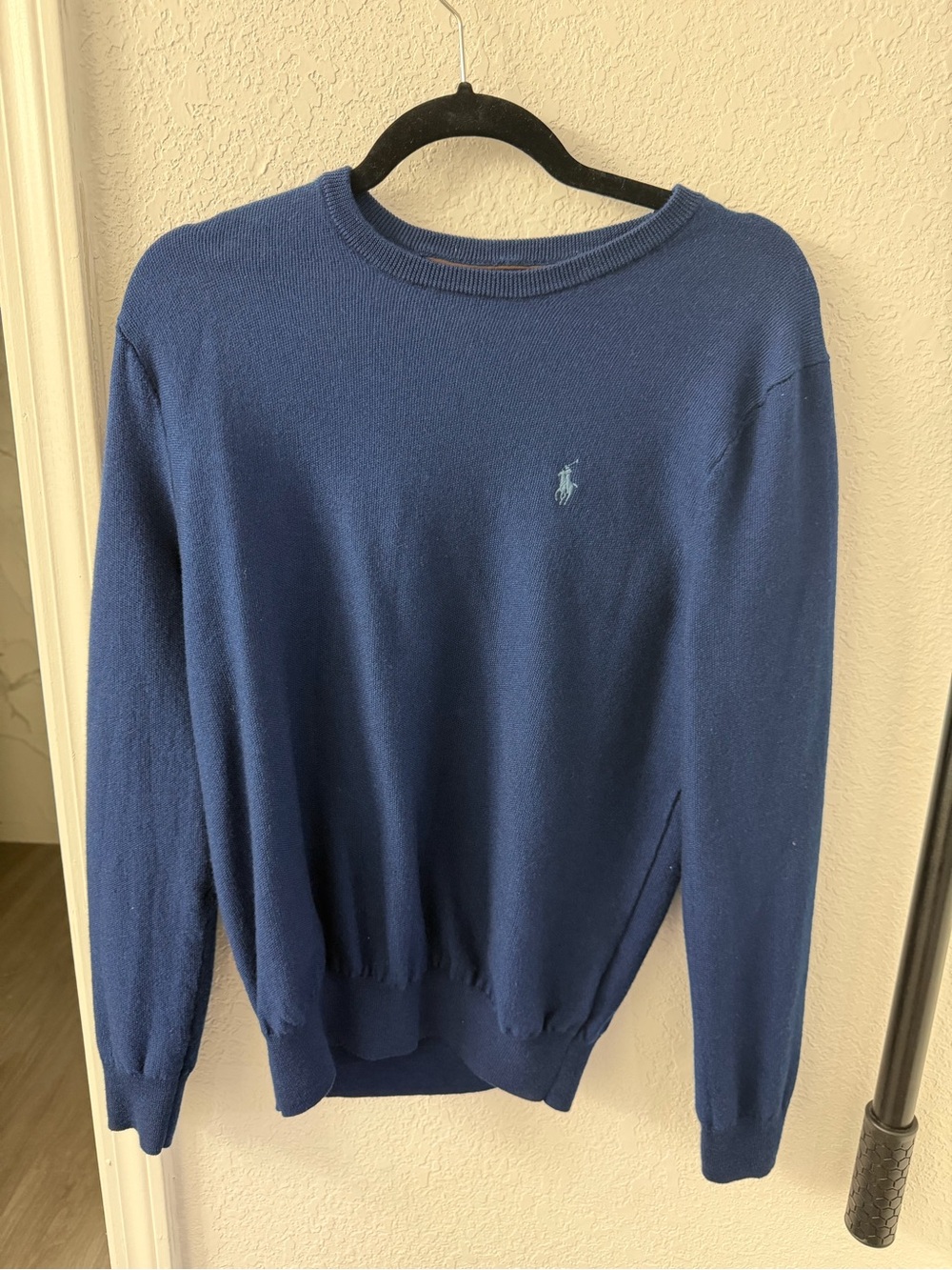Men's Small Polo by Ralph Lauren Navy Crewneck Sweater with Polo Pony EUC Dress